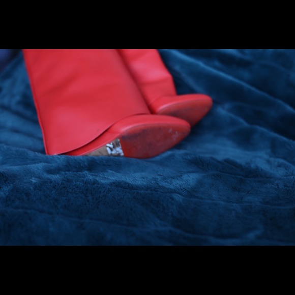 GIVENCHY RED LEATHER BOOTS - Picture 8 of 16